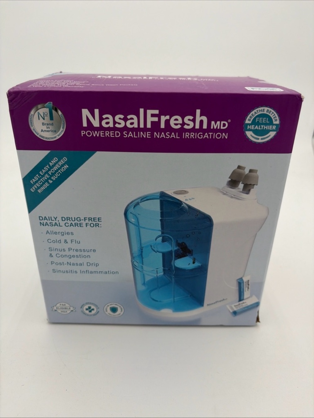 NasalFresh MD Drug-Free Sinus Irrigation System Blue White Reusable Easy to Use